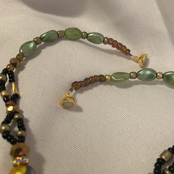 Handmade Jewelry Beaded Boho Glam Choker Necklace w Upcycled & New Beads - Picture 8 of 8